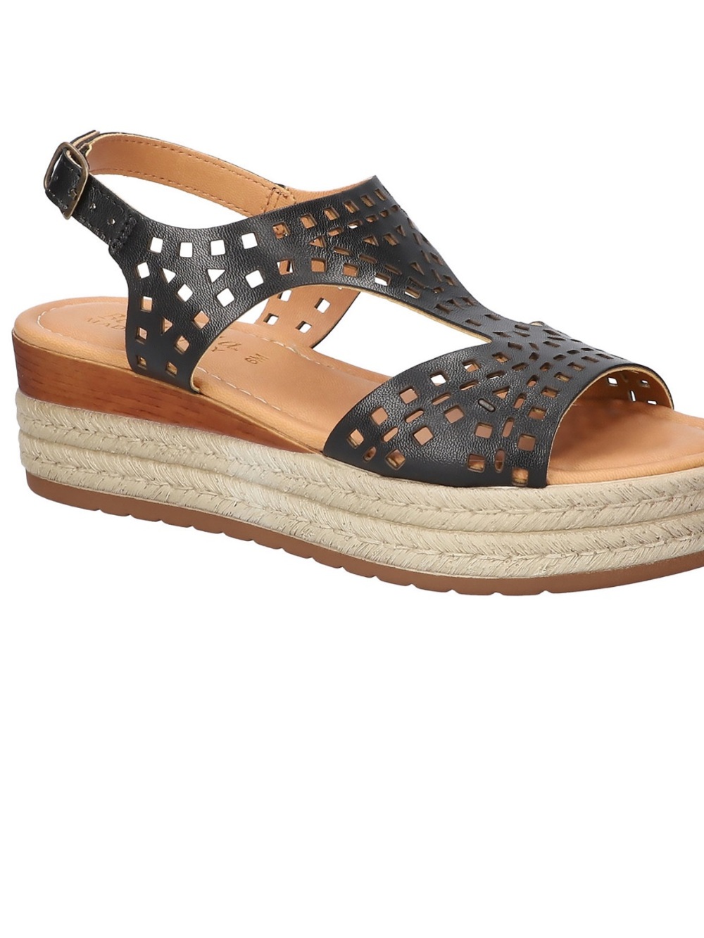 Bella Vita women’s Ann-Italy black Perforated Wedge Sandals shoes 8 extra wide